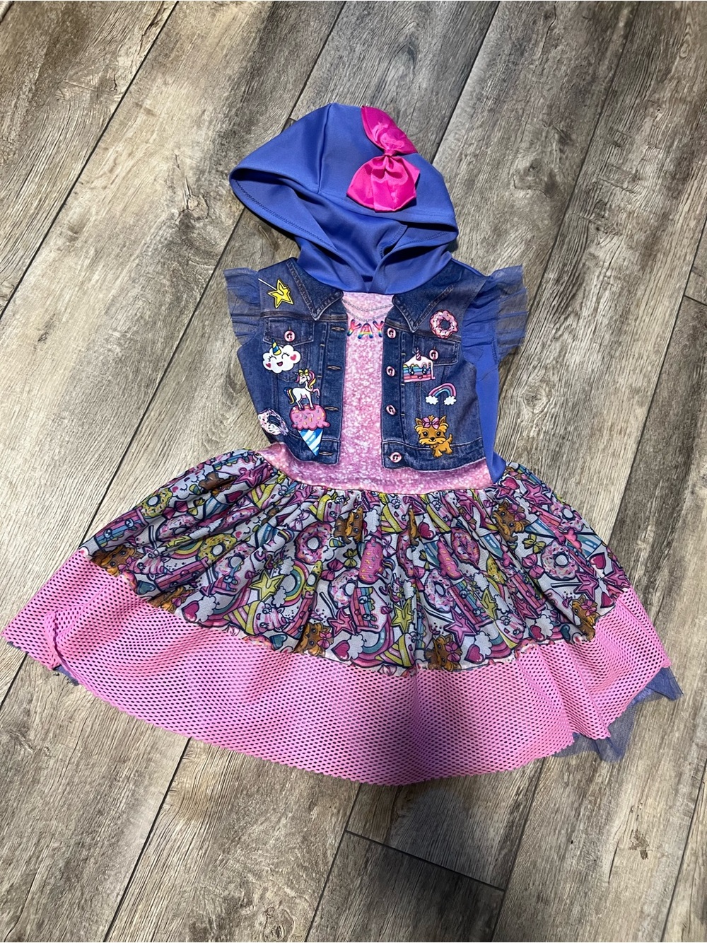 Nickelodeon Purple & Pink Hooded Costume Dress with Denim Vest